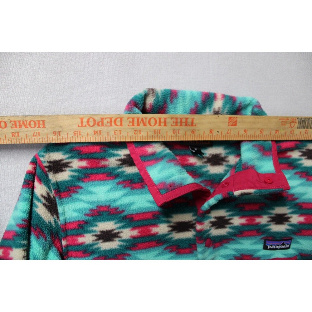 Patagonia Synchilla womens Aztec turquoise/pink fleece pullover M - Picture 7 of 10